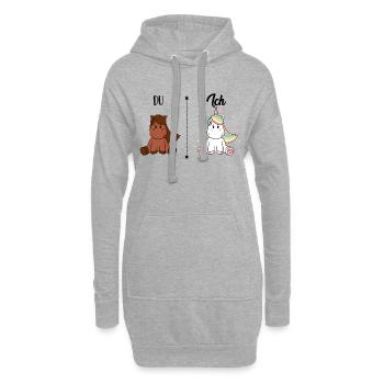Du Pferd Ich Einhorn Lustiger Vergleich Humor kind - Hoodie-Kleid - Grau meliert - Vorne