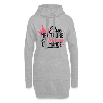 Élue meilleure maman du monde - Sweat-shirt à capuche long Femme - gris chiné - Devant