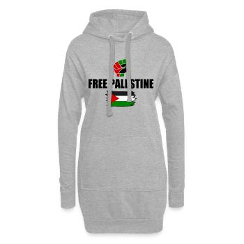 Free palestine - Sweat-shirt à capuche long Femme - gris chiné - Devant