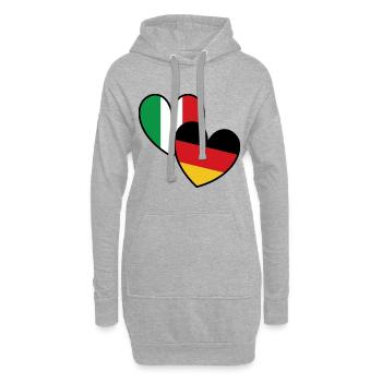Italien Deutschland Herzen - Hoodie-Kleid - Grau meliert - Vorne