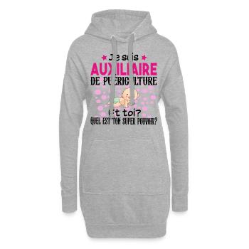 Auxiliaire Puériculture Puéricultrice Métier - Sweat-shirt à capuche long Femme - gris chiné - Devant