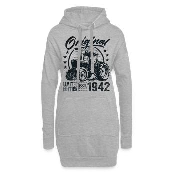 Original 1942 Anniversaire 1942 Fermier Tracteur - Sweat-shirt à capuche long Femme - gris chiné - Devant