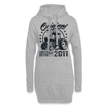 Original 2011 Anniversaire 2011 Fermier Tracteur - Sweat-shirt à capuche long Femme - gris chiné - Devant