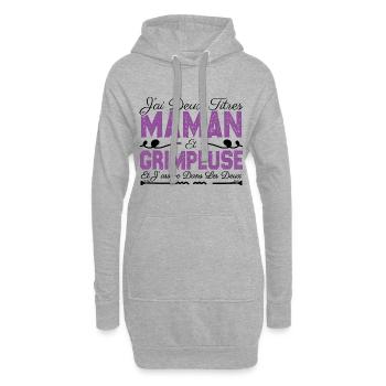 J'ai deux titres maman et Grimpeuse. Cadeau Maman - Sweat-shirt à capuche long Femme - gris chiné - Devant
