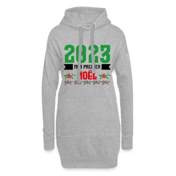 Mon Premier Noel 2023 - Sweat-shirt à capuche long Femme - gris chiné - Devant