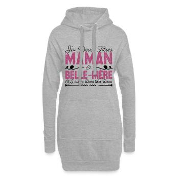 J'ai deux titres maman et Belle-mère. Cadeau Maman - Sweat-shirt à capuche long Femme - gris chiné - Devant