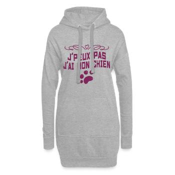 j'Peux pas j'ai mon chien - Sweat-shirt à capuche long Femme - gris chiné - Devant