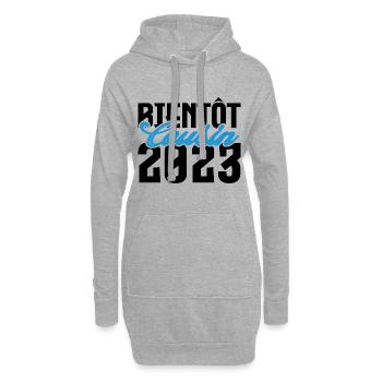 Cadeau Annonce grossesse bientôt Cousin 2023. - Sweat-shirt à capuche long Femme - gris chiné - Devant