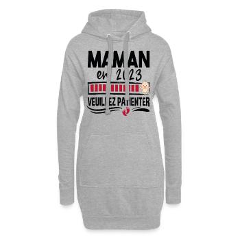 Maman Agricultrice Agriculture 2023 Naissance - Sweat-shirt à capuche long Femme - gris chiné - Devant