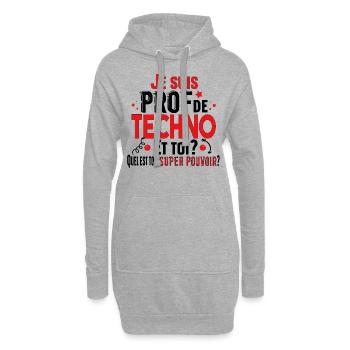 Techno Prof Professeur Métier Collège Lycée - Sweat-shirt à capuche long Femme - gris chiné - Devant