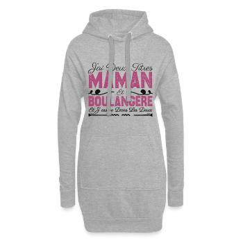 J'ai deux titres maman et Boulangère. Cadeau Maman - Sweat-shirt à capuche long Femme - gris chiné - Devant
