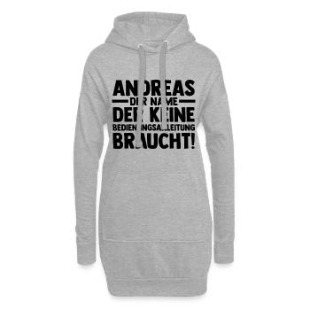 Prénom Andreas - Sweat-shirt à capuche long Femme - gris chiné - Devant
