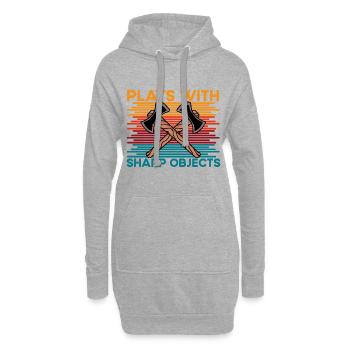 Axe Throwing plays with sharp objects funny saying - Hoodie Dress - heather grey - Front