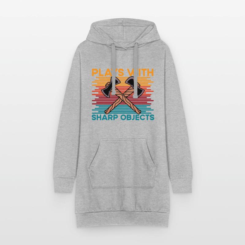 Axe Throwing plays with sharp objects funny saying Hoodie-Kleid
