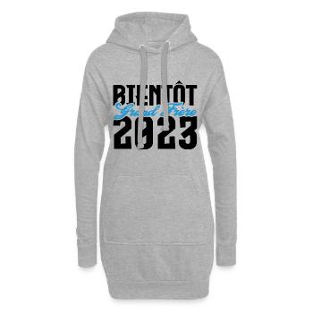 Cadeau Annonce grossesse bientôt Grand frère 2023. - Sweat-shirt à capuche long Femme - gris chiné - Devant