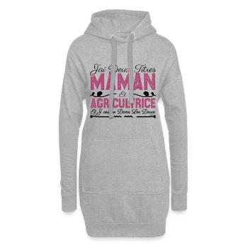 J'ai deux titres maman et Agricultrice.CadeauMaman - Sweat-shirt à capuche long Femme - gris chiné - Devant