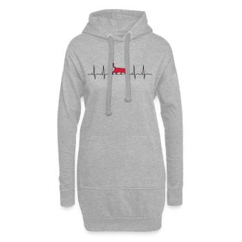 EKG Katze - Hoodie-Kleid - Grau meliert - Vorne