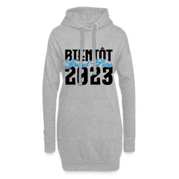 Cadeau Annonce grossesse bientôt Grand-père 2023. - Sweat-shirt à capuche long Femme - gris chiné - Devant