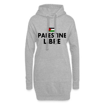 palestine libre - Sweat-shirt à capuche long Femme - gris chiné - Devant