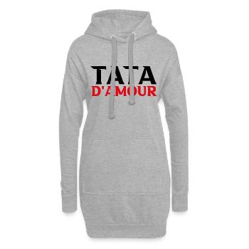 Tata d'amour - Sweat-shirt à capuche long Femme - gris chiné - Devant
