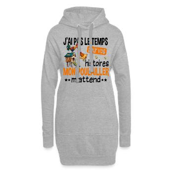 Poulailler poule volaille poussin. Cadeau ferme - Sweat-shirt à capuche long Femme - gris chiné - Devant