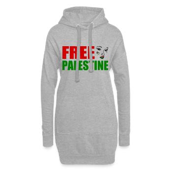 Free palestine - Sweat-shirt à capuche long Femme - gris chiné - Devant