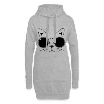 Chat, chats, chat, tête, visage, gueule de bois - Sweat-shirt à capuche long Femme - gris chiné - Devant