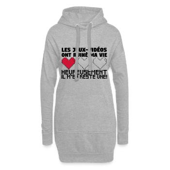 Les Jeux-Vidéos ont ruiné ma vie. - Sweat-shirt à capuche long Femme - gris chiné - Devant