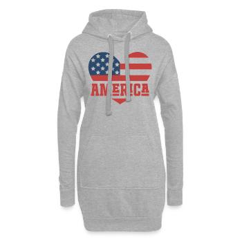 Amerika Flagge Herz - Hoodie-Kleid - Grau meliert - Vorne