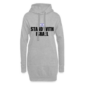 Stand with israel - Hoodie-Kleid - Grau meliert - Vorne