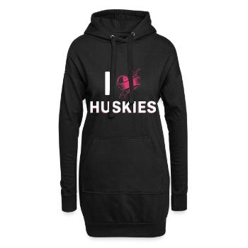 J’adore les Huskies - Sweat-shirt à capuche long Femme - noir - Devant