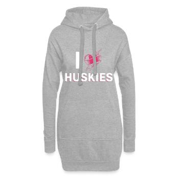 I love Huskies - Hoodie-Kleid - Grau meliert - Vorne