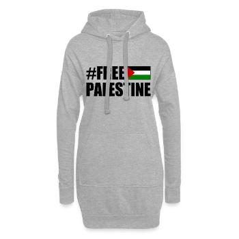 Free palestine - Sweat-shirt à capuche long Femme - gris chiné - Devant