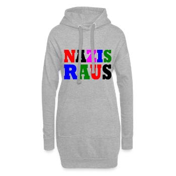 Nazis raus - Hoodie-Kleid - Grau meliert - Vorne