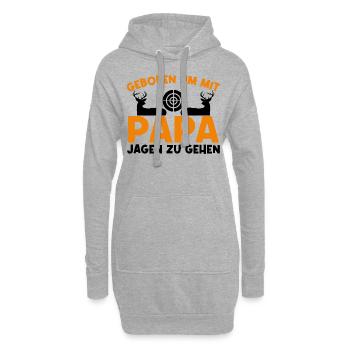 Geboren um mit Papa jagen zu gehen. - Hoodie-Kleid - Grau meliert - Vorne