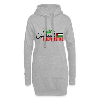 Free palestine فلسطين - Sweat-shirt à capuche long Femme - gris chiné - Devant