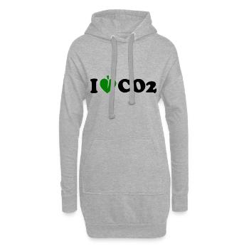 I love co2 - Sweat-shirt à capuche long Femme - gris chiné - Devant