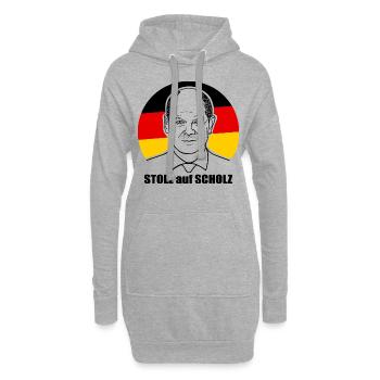 stolz auf Scholz, Bundeskanzler, Deutschland Shirt - Hoodie-Kleid - Grau meliert - Vorne