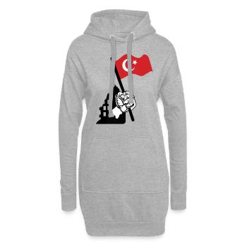 Turquie Türkiye drapeau turc - Sweat-shirt à capuche long Femme - gris chiné - Devant