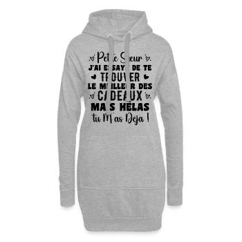 Petite Sœur Cadeau Citation Drôle - Sweat-shirt à capuche long Femme - gris chiné - Devant