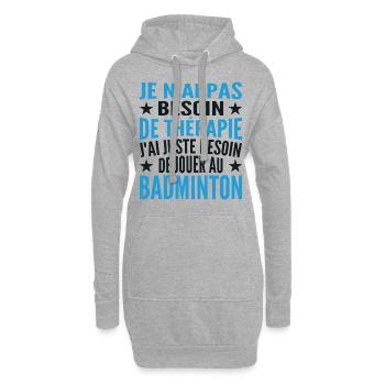 Ich muss nur Badminton spielen. Geschenk - Hoodie-Kleid - Grau meliert - Vorne
