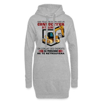 Gin-Shirt-Fahrer - Hoodie-Kleid - Grau meliert - Vorne