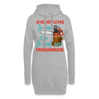 Bûcheron je ne ronfle pas je rêve Tronçonneuse - Sweat-shirt à capuche long Femme - gris chiné - Devant