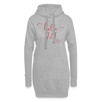 Hello 74 - Mignon cadeau de 74e anniversaire, 74 ans - Sweat-shirt à capuche long Femme - gris chiné - Devant