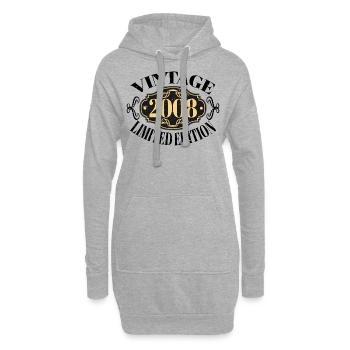 Millésime 2008 - 15 ans, 15ème anniversaire Ados - Sweat-shirt à capuche long Femme - gris chiné - Devant