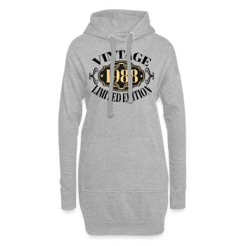 Jahrgang 1988 - 34 Jahre alt, Geschenk zum 34. Geburtstag - Hoodie-Kleid - Grau meliert - Vorne