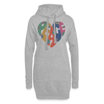 Bunte Friedensblume Herz für Männer Frauen & Kinder - Hoodie-Kleid - Grau meliert - Vorne