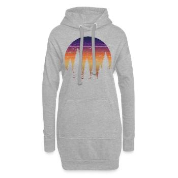Retro Forest Mountains Randonnée Aventure en plein air - Sweat-shirt à capuche long Femme - gris chiné - Devant