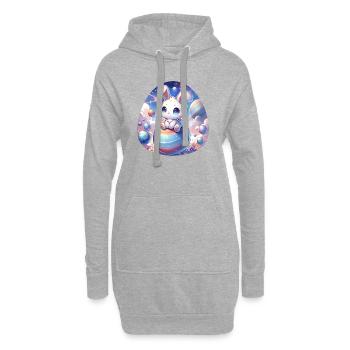 Chibi Bunny dans l’espace avec des œufs de Pâques - Sweat-shirt à capuche long Femme - gris chiné - Devant