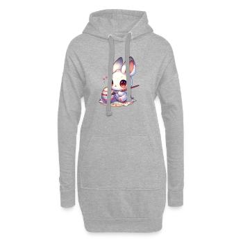 Chibi Bunny peinture oeuf de Pâques - Sweat-shirt à capuche long Femme - gris chiné - Devant